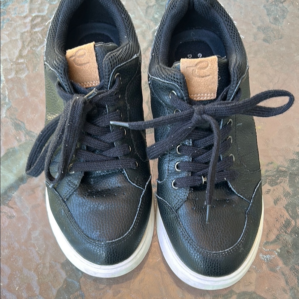 Black Leather Men's Sneakers